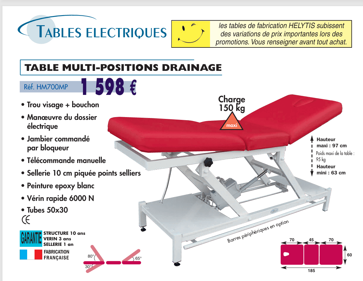 Table d examen électrique