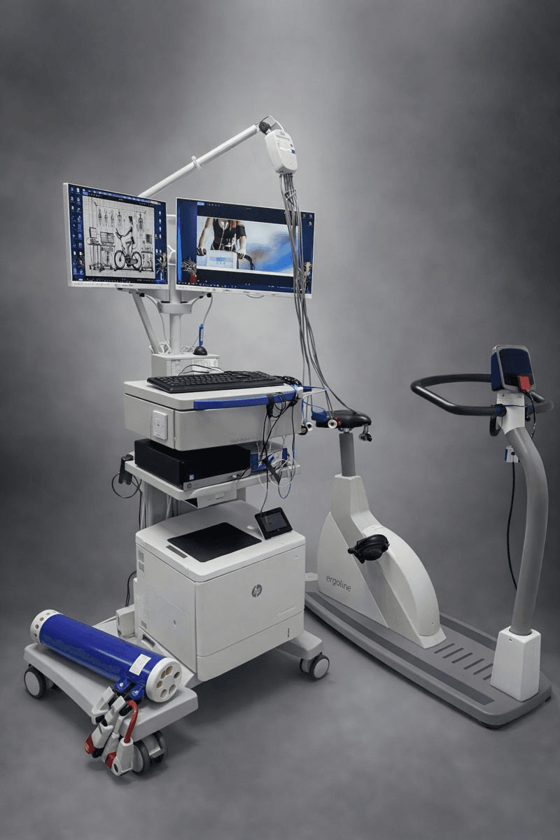 STATION COMPLÈTE D’ÉPREUVE D’EFFORT & ERGOSPIROMÉTRIE (VO₂) – EXCELLENT ÉTAT – 2021